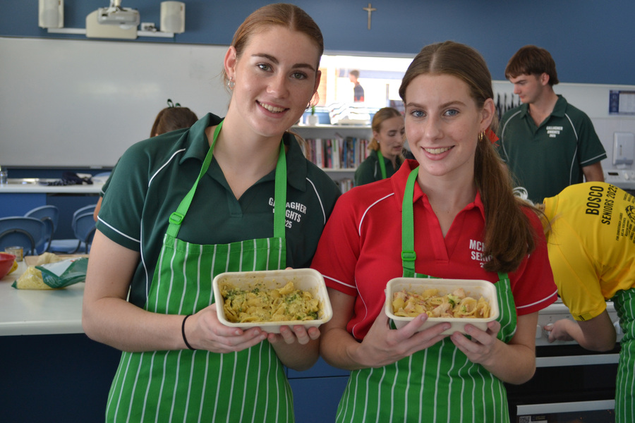 CHILD STUDIES > Year 12 students prepared a snack or main meal suitable for a school aged child. Pictured are Amelia and Laycee.