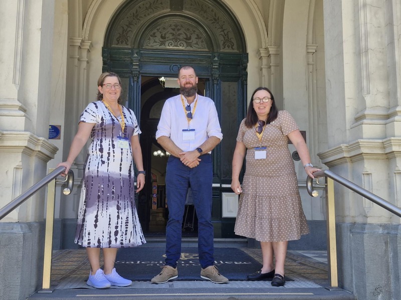 IMMERSION > Ms Fourie, Mr McInnes and Mrs Pole at the Salesian Immersion program at Sunbury Salesian College.
