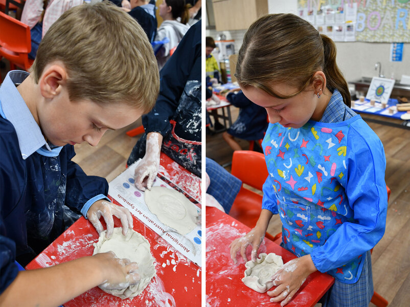 INDIGENOUS CONNECTION > Year 4s made unique clay bowls with Tamika and Danny from Let’s Wongan.