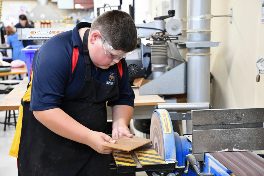 TECH > Year 7 students making acrylic photo frames.