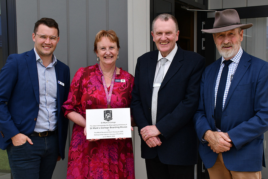 Tom Venning, Liberal Candidate for Grey; Dr Sandra Hewson, Principal of St Mark’s College; John Neate, Chair of the South Australian Commission of Catholic Schools and Rowan Ramsay, Federal Member for Grey