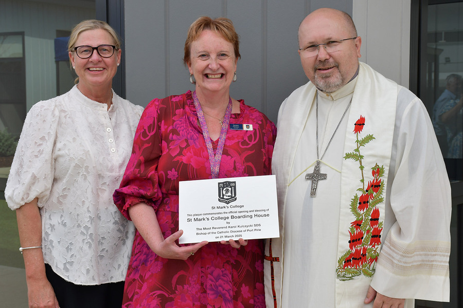 Nichii Mardon, Director of Catholic Education for the Diocese of Port Pirie; Dr Sandra Hewson, Principal of St Mark’s College and Bishop Karol Kulczycki SDS