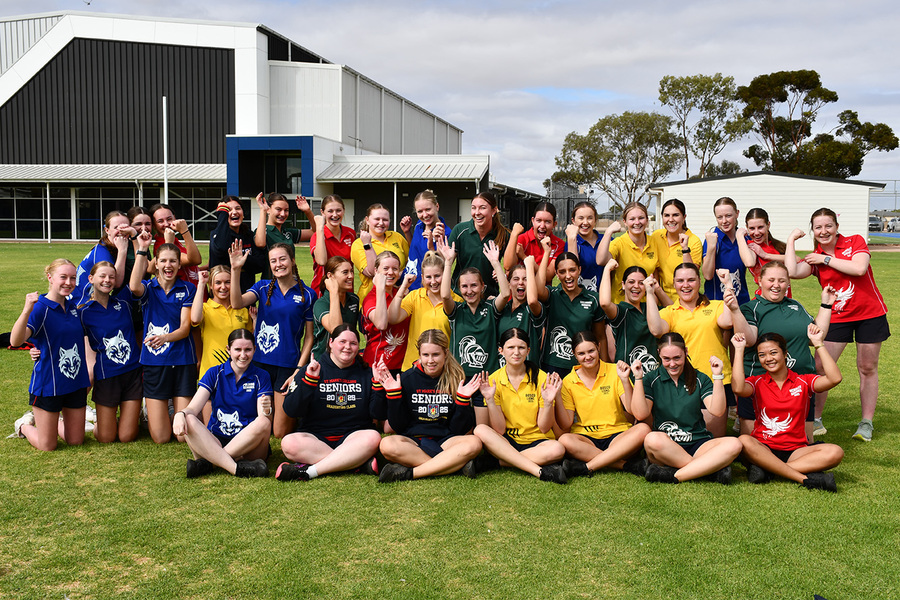 WRAP > Year 12 girls beating "the boys" in the tug-of-war challenge!