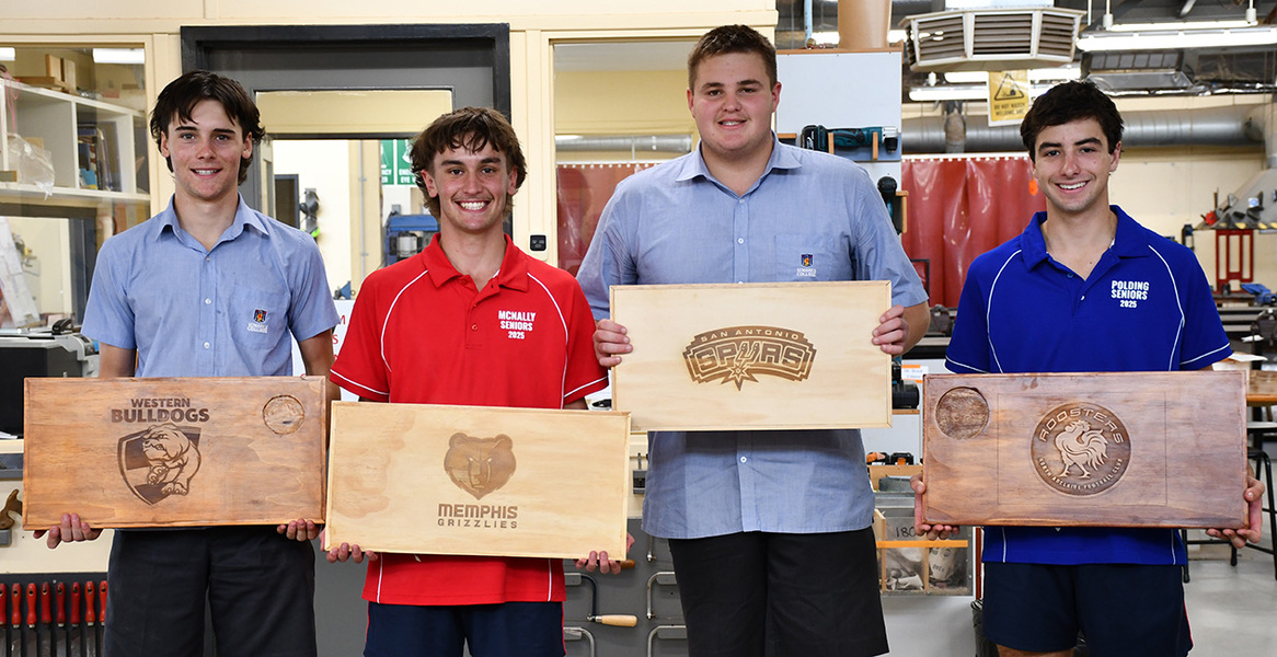 DESIGN + TECH > Year 12s designed their own wooden laptop tables