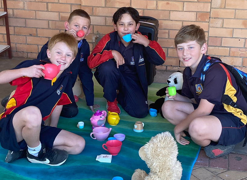 PLAYGROUP > Year 4s getting in on the fun with the Teddy Bears Picnic setup!