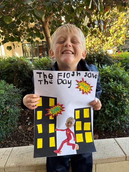 SUPERHEROES > Year 3 students wrote their own heroic story and created artwork to go with it!